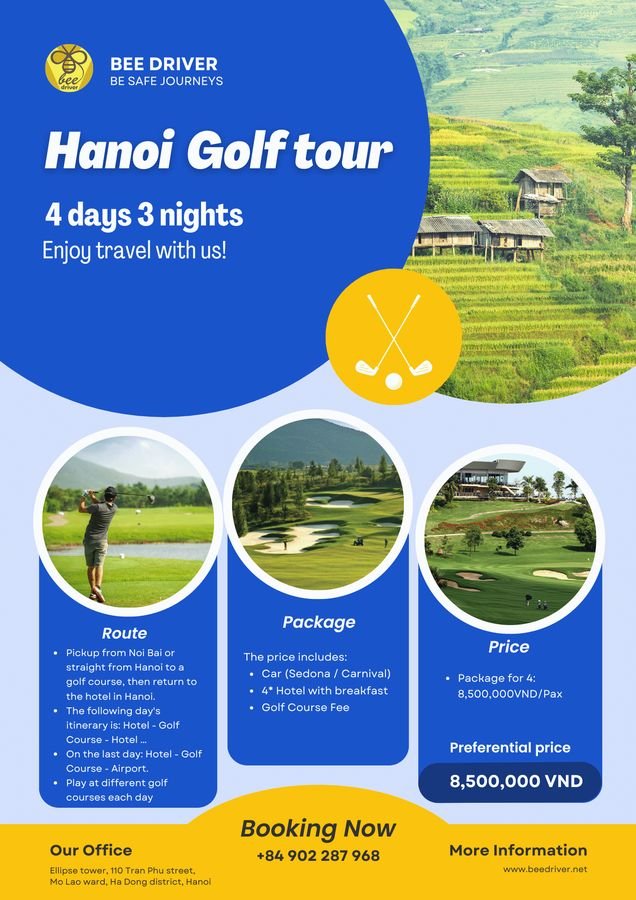 Tour golf Hà Nội 4 ngày 3 đêm